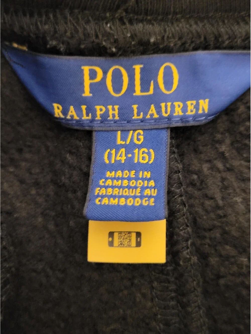 Polo Ralph Lauren Boys L 14-16 Jogger Sweatpants Black Drawstring